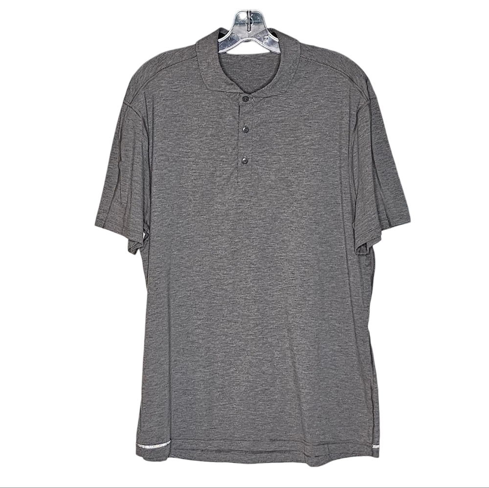 Lululemon Minimalist Heather Grey Soft Jersey Polo Golf Shirt men's extra large